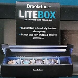 Brookstone Black and Blue LiteBox Watch Storage Case
